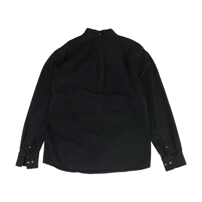 Black Solid Long Sleeve Button Down