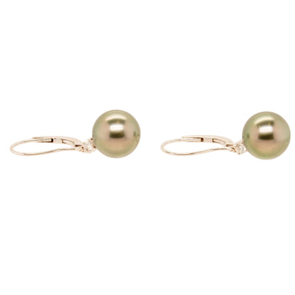 18K White Gold Classic Elegance Black South Sea Cultured Pearl Drop Earrings