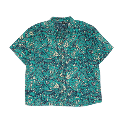 Green Graphic Short Sleeve Button Down