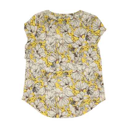 Yellow Floral Short Sleeve Blouse