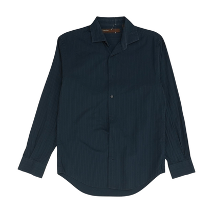 Navy Striped Long Sleeve Button Down