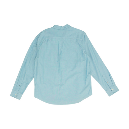 Blue Solid Long Sleeve Button Down