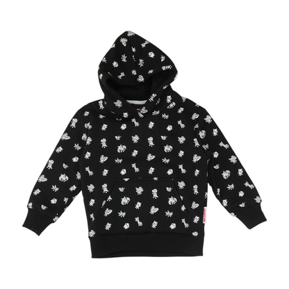 Black Print Hoodie Pullover