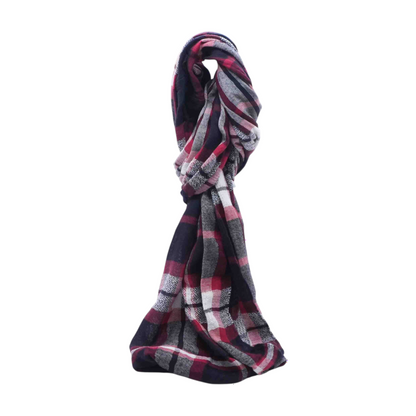 Multi Plaid Cotton Blend Scarf