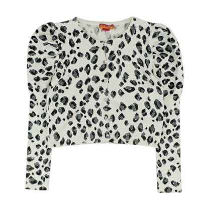 White Animal Print Cardigan Sweater