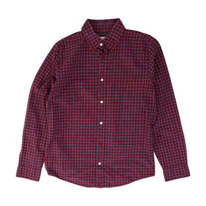 Navy Plaid Long Sleeve Button Down