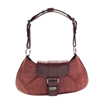 Red Vintage Street Chic Python Leather Hobo Bag