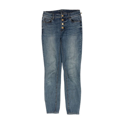Blue Solid Skinny Leg Jeans