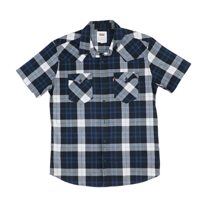 Black Plaid Short Sleeve Button Down