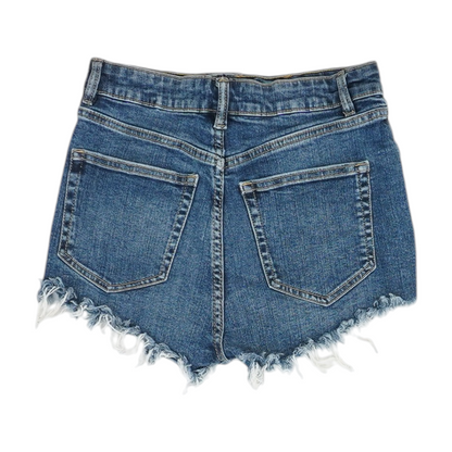 Blue Solid Denim Shorts