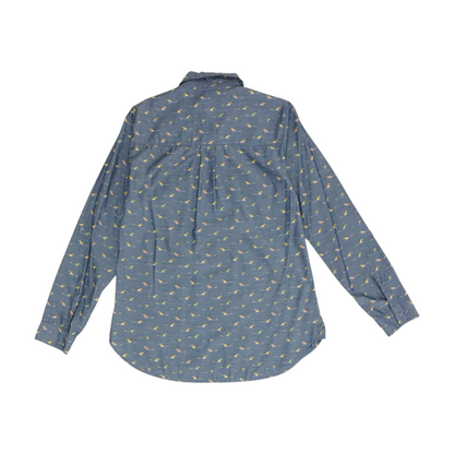 Navy Print Button Down