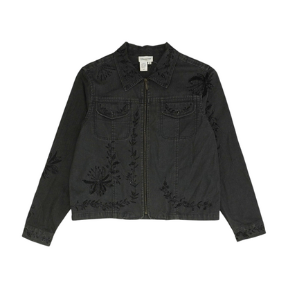 Black Solid Denim Jacket