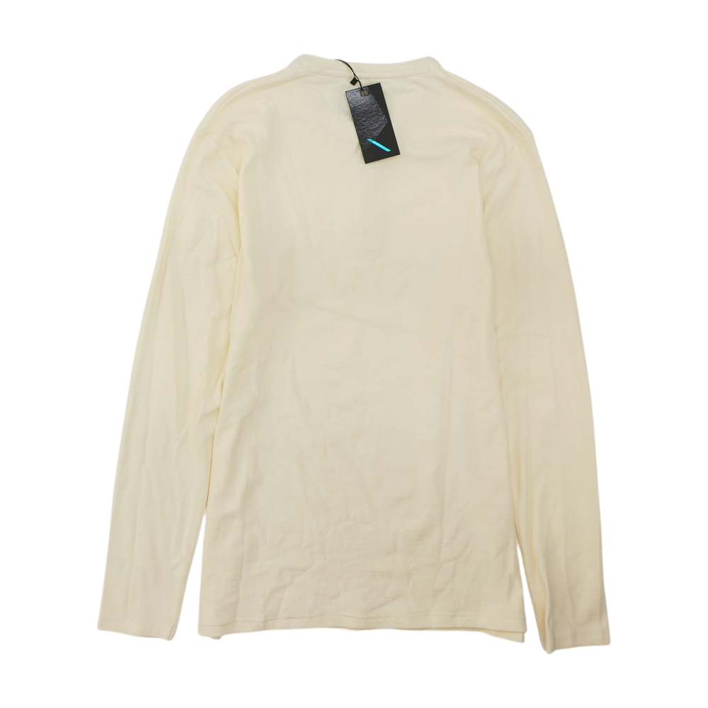 Cream Solid Henley T-Shirt