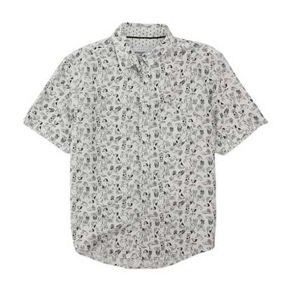 International Report White Print Short Sleeve Button Down – Image 1