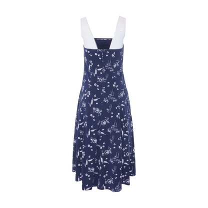 Navy Petite Print Midi Dress