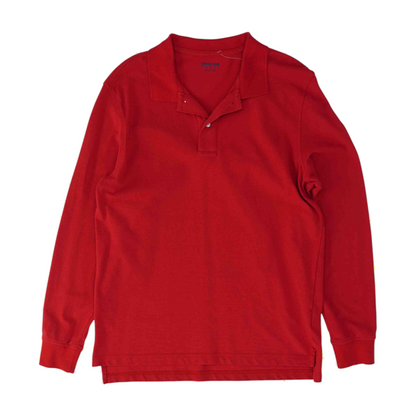 Red Solid Long Sleeve Polo
