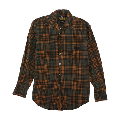 Harley Davidson Gray Plaid Long Sleeve Button Down – Image 1