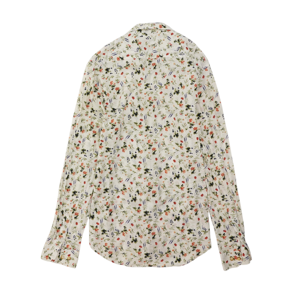 White Floral Long Sleeve Button Down