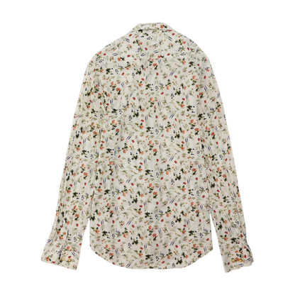White Floral Long Sleeve Button Down