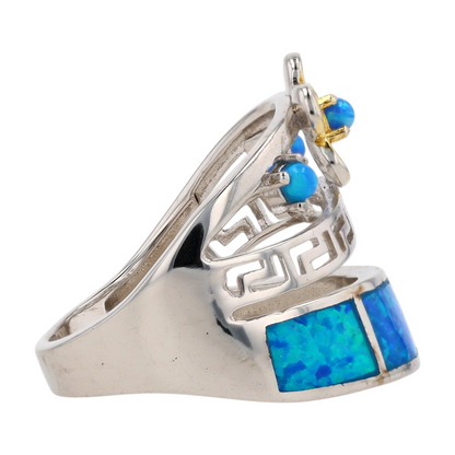 Sterling Silver Synthetic Opal Fashion Ring
