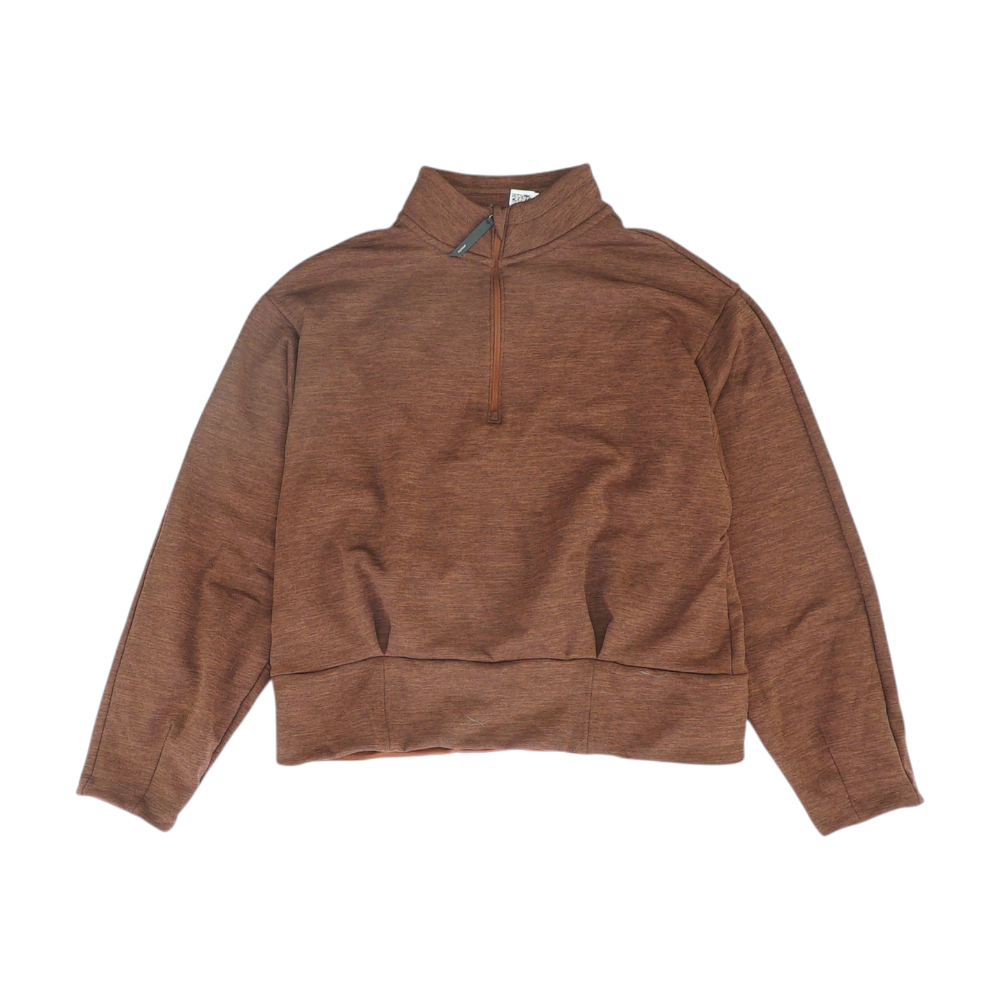 Brown Solid 1/4 Zip Pullover