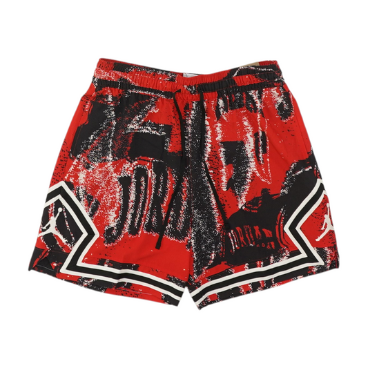 Red Abstract Active Shorts