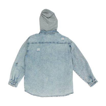 Blue Solid Denim Jacket