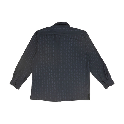Navy Abstract Long Sleeve Button Down