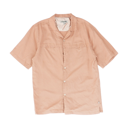 Brown Solid Short Sleeve Button Down