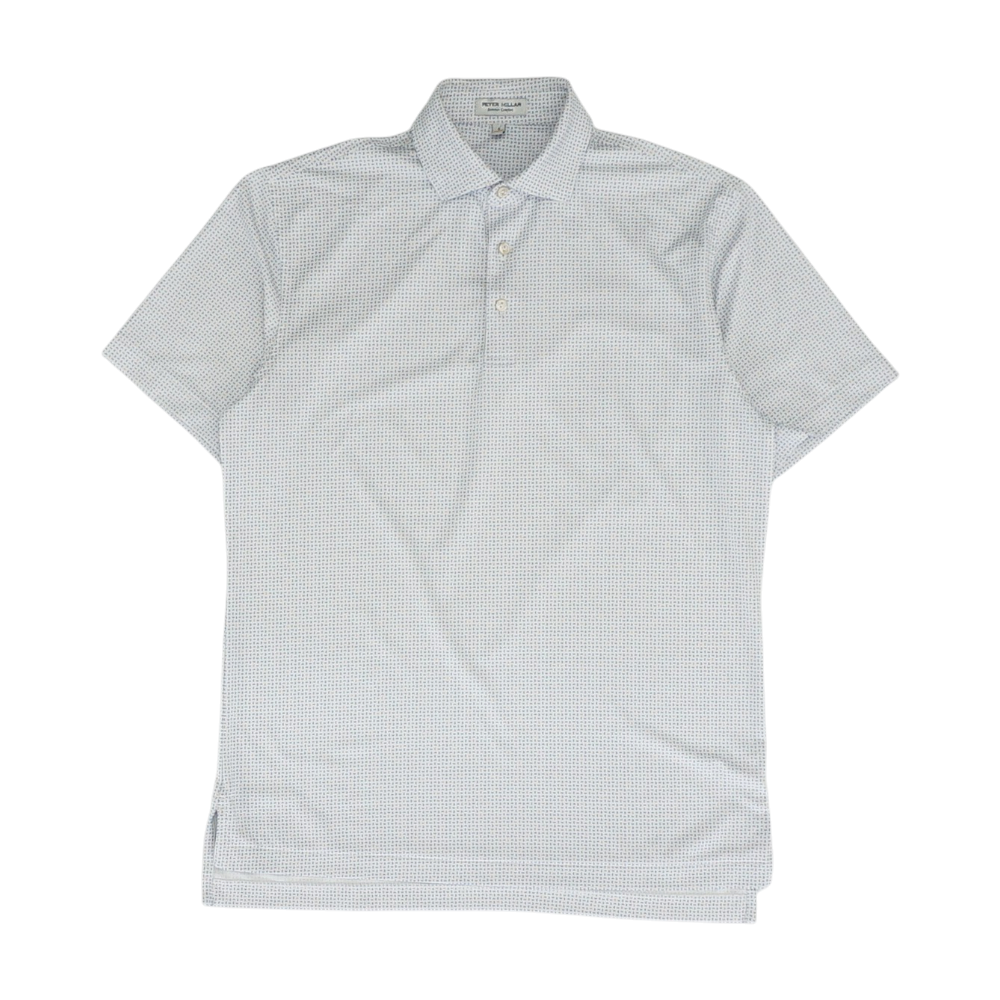 White Print Short Sleeve Polo