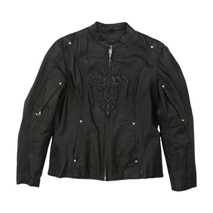 Black Solid Leather Jacket
