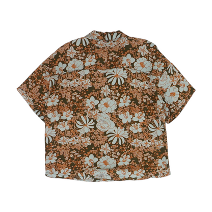 Blue Floral Short Sleeve Button Down