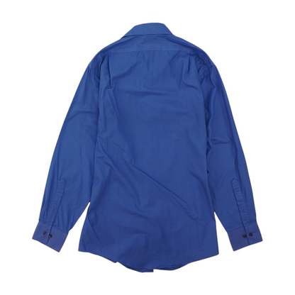 Blue Solid Long Sleeve Button Down