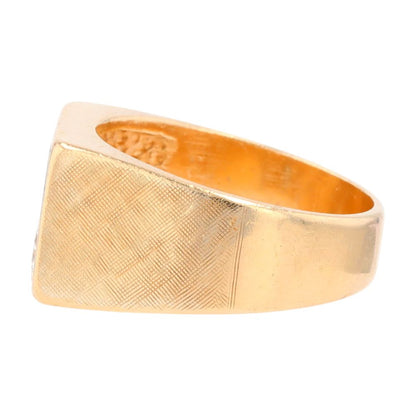 14K Gold Two Round Diamonds With Onyx Inlay Signet Ring