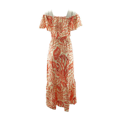 Beige Graphic Midi Dress