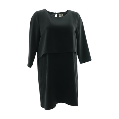 Black Solid Midi Dress