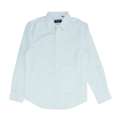White Solid Long Sleeve Button Down