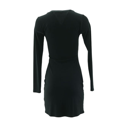 Black Solid Midi Dress