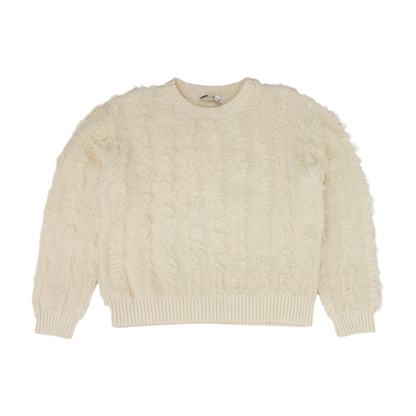 Ivory Striped Pullover Sweater