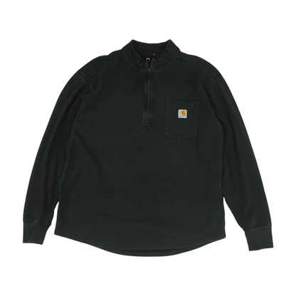 Black Solid 1/4 Zip Pullover
