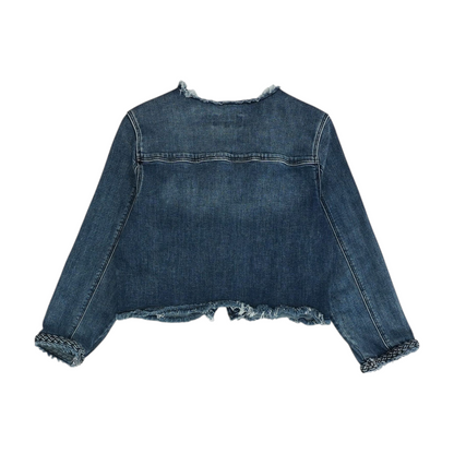 Blue Solid Denim Jacket
