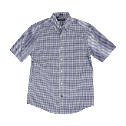 Navy Check Short Sleeve Button Down