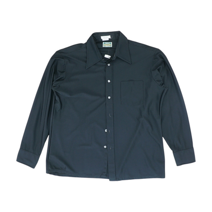 Vintage Black Solid Long Sleeve Button Down