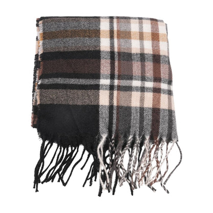 Brown Plaid Polyester Scarf
