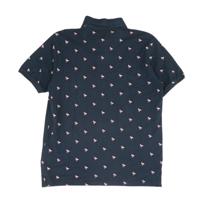 Navy Print Short Sleeve Polo