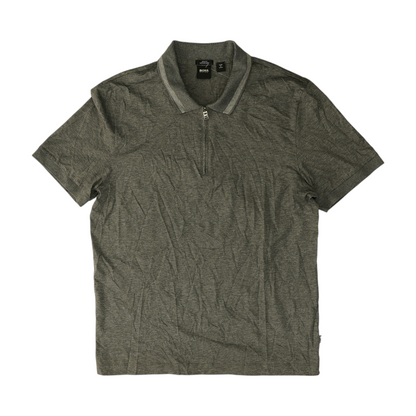 Gray Solid Short Sleeve Polo