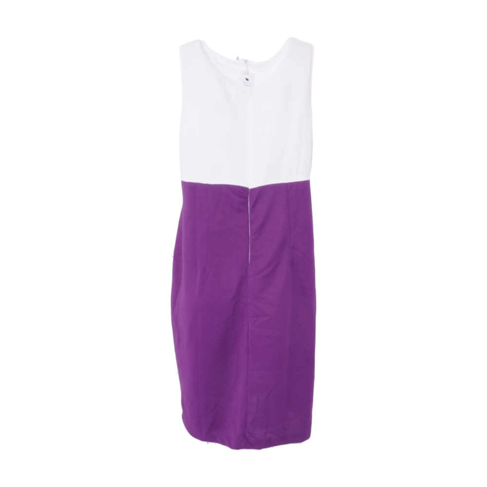 White Petite Color Block Midi Dress