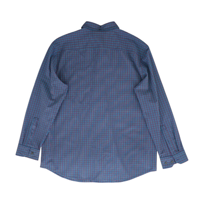 Navy Plaid Long Sleeve Button Down