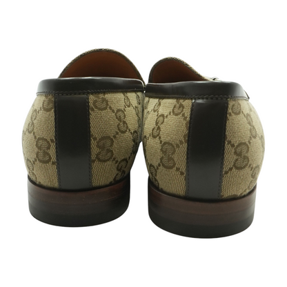 Beige and Ebony GG Canvas Horsebit Loafers