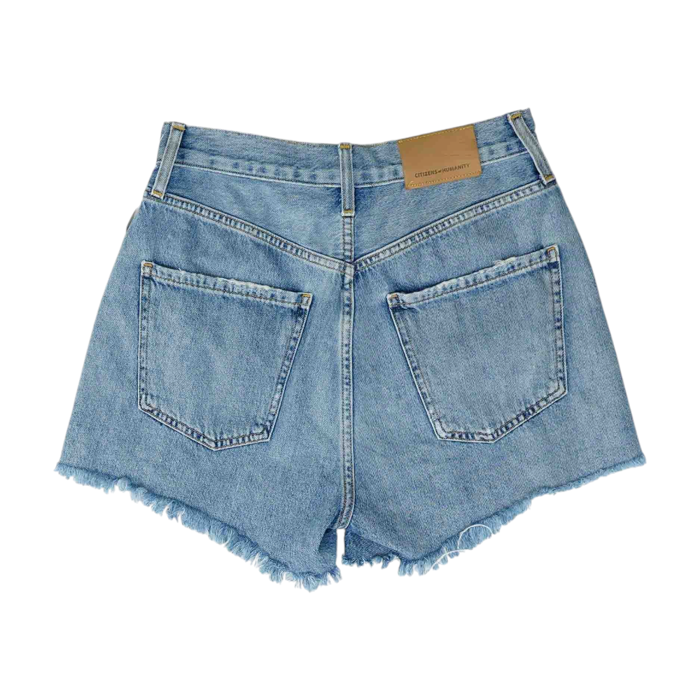 Blue Solid Denim Shorts